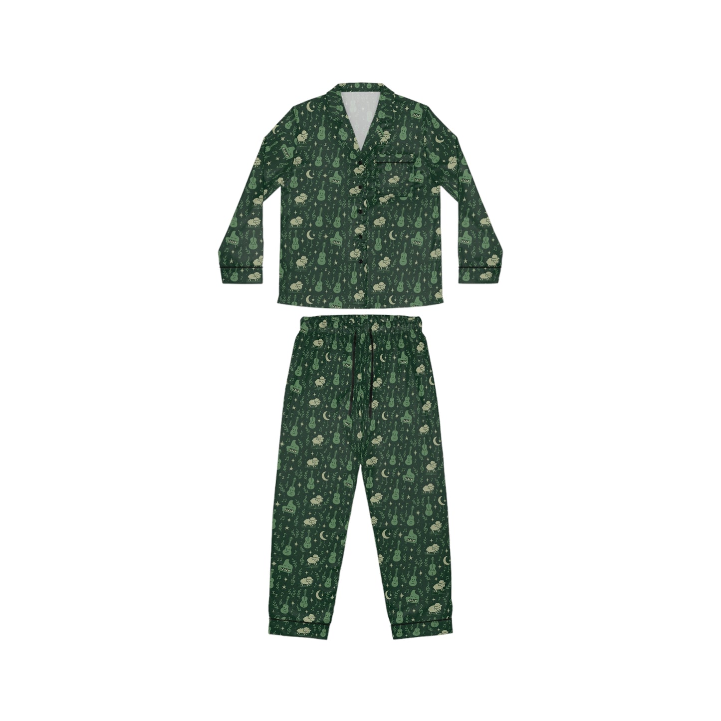 Satin Pajamas for Women - Music Eternal Sheepy Design