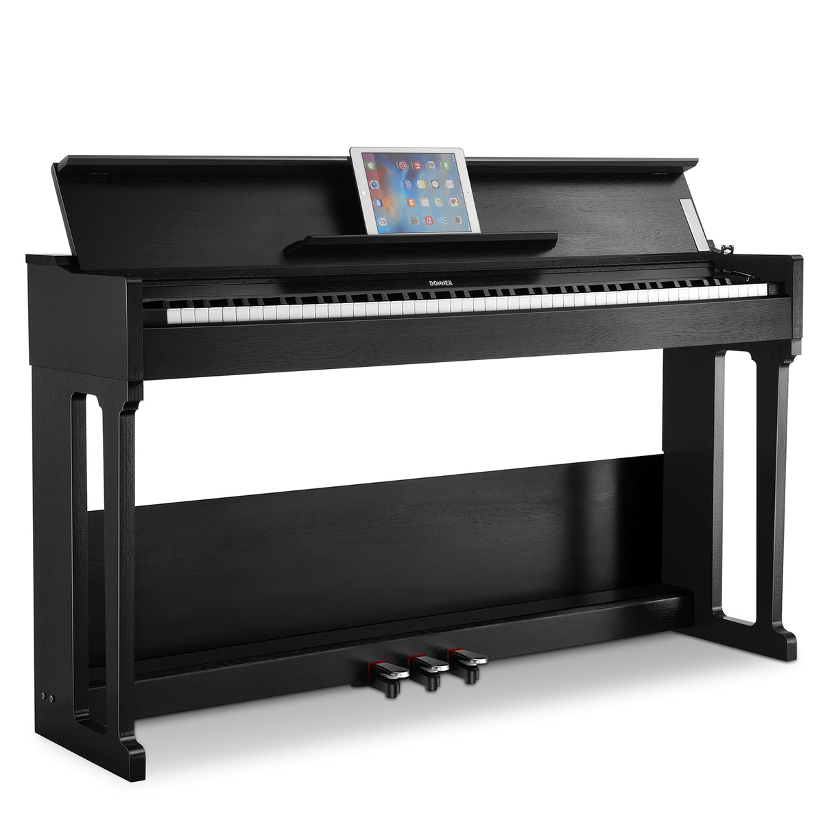 Donner DDP-90 Upright Digital Piano 88-Key Weighted Black and Flip Cover Design