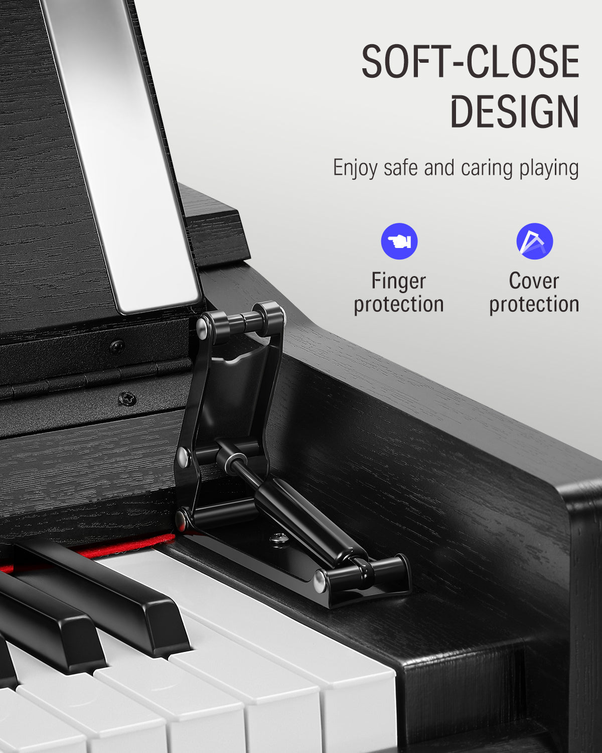 Donner DDP-90 Upright Digital Piano 88-Key Weighted Black and Flip Cover Design