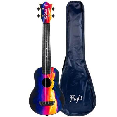 Flight TUSL-EE Sunset Ecklund Travel Soprano Longneck Uke