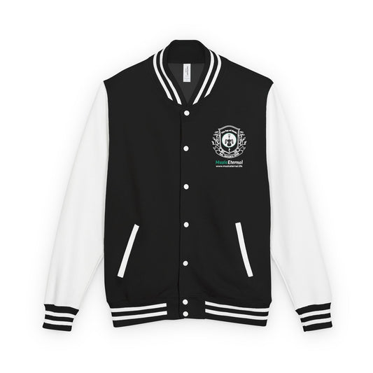 Crest Letterman Jacket - Classic Black & White Varsity Jacket with Emblem