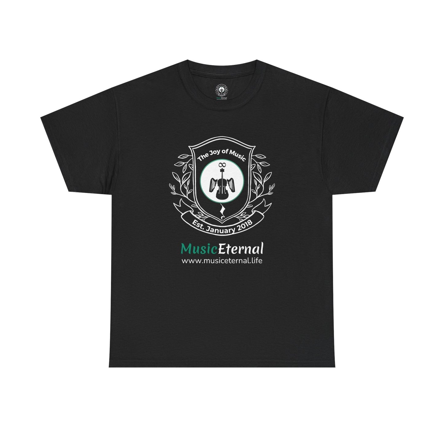 Music Eternal Staff T‑Shirt — Event Crew Tee with Treble Clef Logo